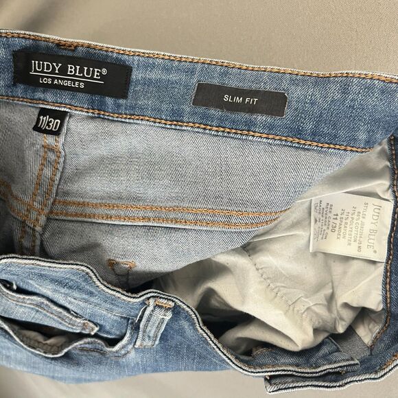 Judy Blue Jeans Women's 11/30 Blue Denim Cotton Stretch Tapered Leg Zip Fly - Picture 5 of 6